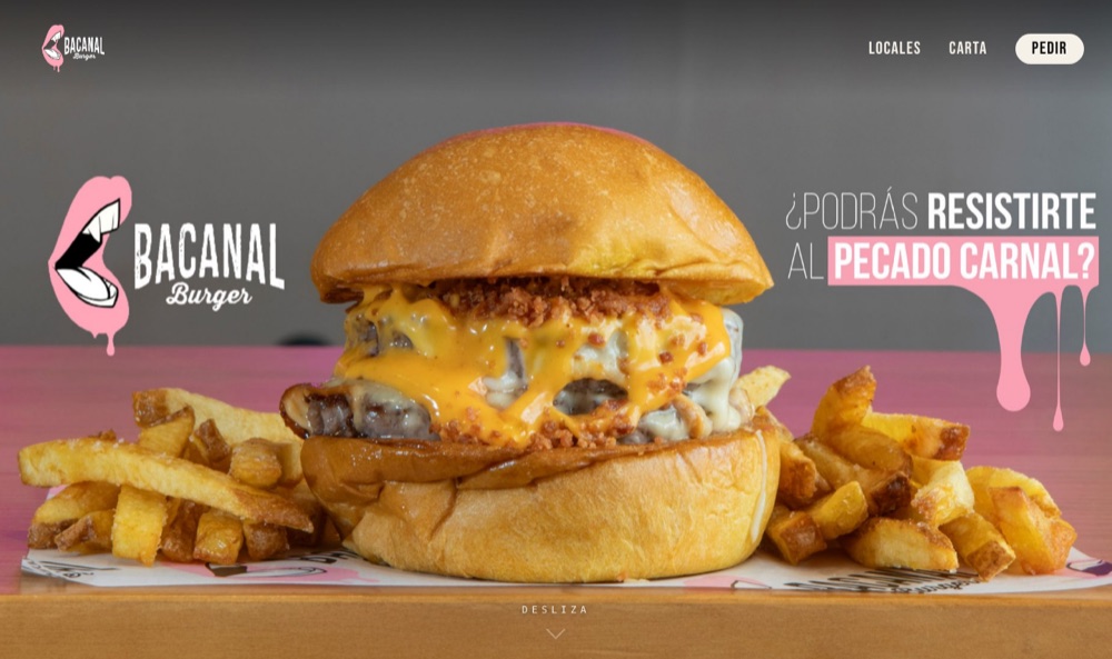 Web de Bacanal Burger diseñada por By Influence
