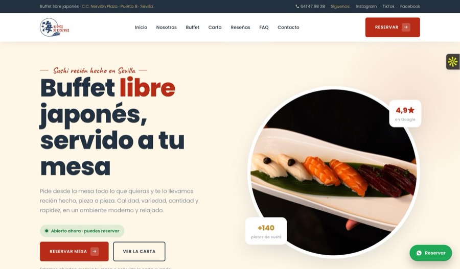 Web de Umi Sushi diseñada por By Influence